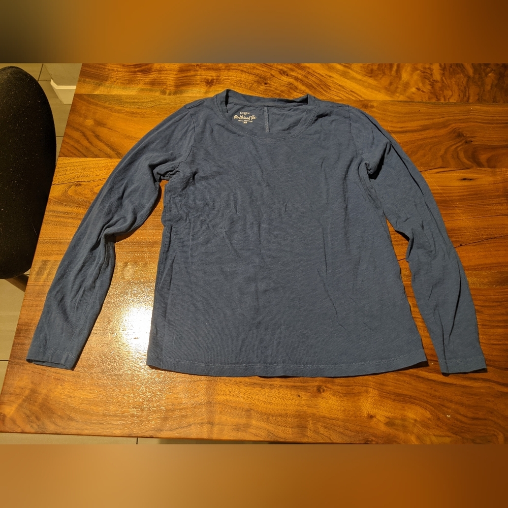 J. Crew - Long-Sleeve Crewneck Girlfriend Tee Shirt AS893 | Blue | Size XS - Picture 5 of 6